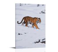 HDSCLMYY An Adult Siberian Tiger Walking in Snow, Tail Swinging Slightly Trendy Hanging Wall Art Decorative Mural Poster16x24inch(40x60cm)