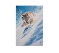 HDSCLMYY Animal Oil Painting of A Wolf Plunging through Soft Snowdrifts Like A Snowboarder, Sparkling Under A Frosty Blue Sky. Trendy Hanging Wall Art Decorative Mural Poster12x18inch(30x45cm)