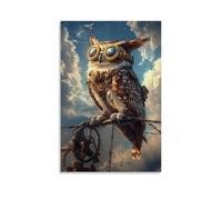 HDSCLMYY Animal Poster: A Steampunk Owl with Brass Goggles Perched on A Clockwork Branch Trendy Hanging Wall Art Decorative Mural Poster16x24inch(40x60cm)