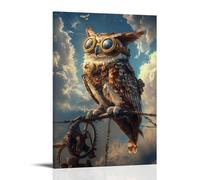 HDSCLMYY Animal Poster: A Steampunk Owl with Brass Goggles Perched on A Clockwork Branch Trendy Hanging Wall Art Decorative Mural Poster12x18inch(30x45cm)