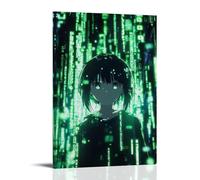 HDSCLMYY Anime Poster Showcasing The Mysterious Hacker Lain Surrounded by Digital Code Streams Trendy Hanging Wall Art Decorative Mural Poster24x36inch(60x90cm)