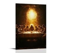 HDSCLMYY Christianity - The Last Supper: A Divine Gathering in Golden Light Trendy Hanging Wall Art Decorative Mural Poster12x18inch(30x45cm)