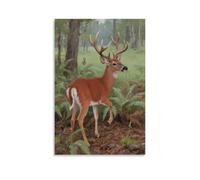 HDSCLMYY Deer Eating Grass in Forest, Ears Alert Trendy Hanging Wall Art Decorative Mural Poster08x12inch(20x30cm)