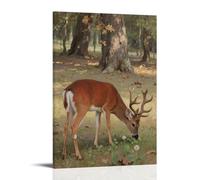 HDSCLMYY Deer Eating Grass in Forest, Ears Alert Trendy Hanging Wall Art Decorative Mural Poster08x12inch(20x30cm)