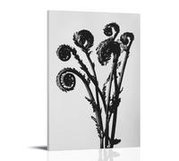 HDSCLMYY Delicate Fern Fronds Unfurling in Monochrome Linocut Style Trendy Hanging Wall Art Decorative Mural Poster20x30inch(50x75cm)