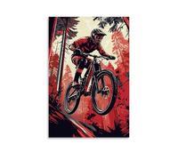 HDSCLMYY Extreme Sports Poster Freeride Mountain Biker Airborne on Downhill Forest Trail Trendy Hanging Wall Art Decorative Mural Poster24x36inch(60x90cm)