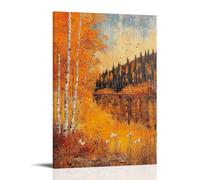 HDSCLMYY Landscape - Golden Autumn by The Alpine Lake Trendy Hanging Wall Art Decorative Mural Poster16x24inch(40x60cm)