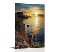 HDSCLMYY Landscape - Golden Sunset Over The Mediterranean Coast Trendy Hanging Wall Art Decorative Mural Poster24x36inch(60x90cm)