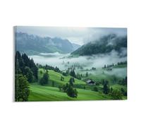 HDSCLMYY Landscape - Misty Morning Over The Swiss Alps Trendy Hanging Wall Art Decorative Mural Poster20x30inch(50x75cm)