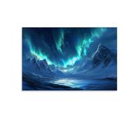 HDSCLMYY Landscape - Northern Lights Over A Frozen Fjord Trendy Hanging Wall Art Decorative Mural Poster20x30inch(50x75cm)