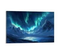 HDSCLMYY Landscape - Northern Lights Over A Frozen Fjord Trendy Hanging Wall Art Decorative Mural Poster24x36inch(60x90cm)