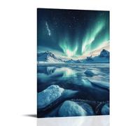 HDSCLMYY Landscape - Northern Lights Over Frozen Fjords Trendy Hanging Wall Art Decorative Mural Poster08x12inch(20x30cm)