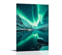 HDSCLMYY Landscape - Northern Lights Over Norwegian Fjords Trendy Hanging Wall Art Decorative Mural Poster16x24inch(40x60cm)
