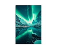 HDSCLMYY Landscape - Northern Lights Over Norwegian Fjords Trendy Hanging Wall Art Decorative Mural Poster20x30inch(50x75cm)