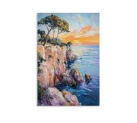 HDSCLMYY Landscape - Sunset on The Mediterranean Cliffs Trendy Hanging Wall Art Decorative Mural Poster24x36inch(60x90cm)