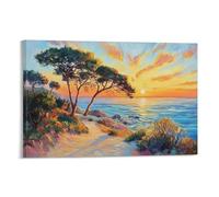 HDSCLMYY Landscape - Sunset on The Mediterranean Coast Trendy Hanging Wall Art Decorative Mural Poster24x36inch(60x90cm)