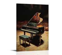 HDSCLMYY Musical Instruments Oil Painting- Grand Piano in An Empty Concert Hall with Dramatic Chiaroscuro Lighting Trendy Hanging Wall Art Decorative Mural Poster12x18inch(30x45cm)