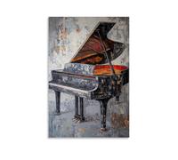 HDSCLMYY Musical Instruments Oil Painting- Melodic Whispers of A Grand Piano Captured in Rich Oil Textures Trendy Hanging Wall Art Decorative Mural Poster16x24inch(40x60cm)