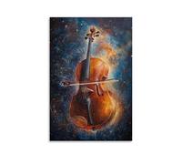 HDSCLMYY Musical Instruments Oil Painting- Surreal Floating Cello Against Cosmic Background, Dreamlike Musicality Trendy Hanging Wall Art Decorative Mural Poster24x36inch(60x90cm)