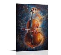 HDSCLMYY Musical Instruments Oil Painting- Surreal Floating Cello Against Cosmic Background, Dreamlike Musicality Trendy Hanging Wall Art Decorative Mural Poster24x36inch(60x90cm)