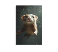 HDSCLMYY Pet Poster Magic, Mischievous Ferret Fun Trendy Hanging Wall Art Decorative Mural Poster16x24inch(40x60cm)