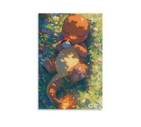 HDSCLMYY Pokémon Poster, Sleeping Charmander in Flower Sea Trendy Hanging Wall Art Decorative Mural Poster12x18inch(30x45cm)