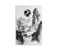 HDSCLMYY Taoist Mountain Scene Sketch with Yin Yang for Calm Interiors Trendy Hanging Wall Art Decorative Mural Poster16x24inch(40x60cm)