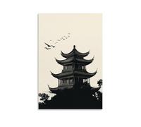 HDSCLMYY Taoist Temple Silhouette Poster for Modern Zen Interiors Trendy Hanging Wall Art Decorative Mural Poster12x18inch(30x45cm)