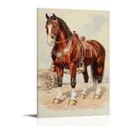 HDSCLMYY Victorian-Era Illustration of A Majestic Clydesdale Horse Wearing Brass Horseshoes at The Royal Exhibition Trendy Hanging Wall Art Decorative Mural Poster08x12inch(20x30cm)