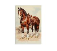 HDSCLMYY Victorian-Era Illustration of A Majestic Clydesdale Horse Wearing Brass Horseshoes at The Royal Exhibition Trendy Hanging Wall Art Decorative Mural Poster16x24inch(40x60cm)