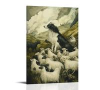 HDSCLMYY Victorian-Era Illustration of A Majestic Collie Herding Clockwork Sheep Through Moors Trendy Hanging Wall Art Decorative Mural Poster12x18inch(30x45cm)