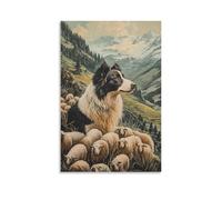 HDSCLMYY Victorian-Era Illustration of A Majestic Collie Herding Sheep Through Valley Trendy Hanging Wall Art Decorative Mural Poster16x24inch(40x60cm)