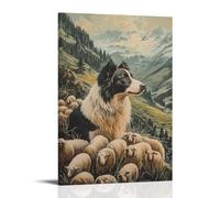 HDSCLMYY Victorian-Era Illustration of A Majestic Collie Herding Sheep Through Valley Trendy Hanging Wall Art Decorative Mural Poster20x30inch(50x75cm)