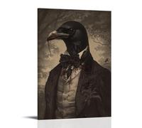 HDSCLMYY Victorian-Era Illustration of A Majestic Crow Solving A Murder with A Bloodstained Cravat in Its Beak Trendy Hanging Wall Art Decorative Mural Poster12x18inch(30x45cm)