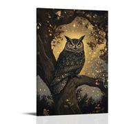 HDSCLMYY Victorian-Era Illustration of A Majestic Owl Perched on An Ancient Oak, Stars Twinkling Trendy Hanging Wall Art Decorative Mural Poster16x24inch(40x60cm)