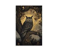 HDSCLMYY Victorian-Era Illustration of A Majestic Owl Perched on An Ancient Oak, Stars Twinkling Trendy Hanging Wall Art Decorative Mural Poster12x18inch(30x45cm)