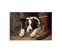 HDSCLMYY Victorian-Era Illustration of A Majestic Sheepdog Resting at The Farmers Booted Feet Trendy Hanging Wall Art Decorative Mural Poster16x24inch(40x60cm)