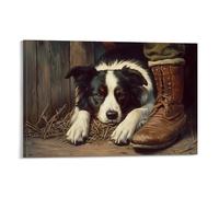 HDSCLMYY Victorian-Era Illustration of A Majestic Sheepdog Resting at The Farmers Booted Feet Trendy Hanging Wall Art Decorative Mural Poster20x30inch(50x75cm)