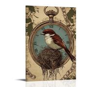 HDSCLMYY Victorian-Era Illustration of A Majestic Sparrow Building A Nest from Pocket Watch Chains Trendy Hanging Wall Art Decorative Mural Poster08x12inch(20x30cm)