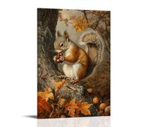 HDSCLMYY Victorian-Era Illustration of A Majestic Squirrel Gathering Acorns in An Autumn Wood Trendy Hanging Wall Art Decorative Mural Poster24x36inch(60x90cm)