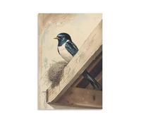 HDSCLMYY Victorian-Era Illustration of A Majestic Swallow Building Nest in Stable Rafter Trendy Hanging Wall Art Decorative Mural Poster08x12inch(20x30cm)