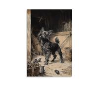 HDSCLMYY Victorian-Era Illustration of A Majestic Terrier Chasing Rats in The Stable Trendy Hanging Wall Art Decorative Mural Poster16x24inch(40x60cm)