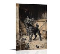 HDSCLMYY Victorian-Era Illustration of A Majestic Terrier Chasing Rats in The Stable Trendy Hanging Wall Art Decorative Mural Poster16x24inch(40x60cm)