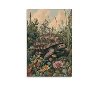 HDSCLMYY Victorian-Era Illustration of A Majestic Tortoise Moving Through Herb Garden Trendy Hanging Wall Art Decorative Mural Poster24x36inch(60x90cm)