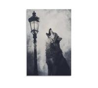 HDSCLMYY Victorian-Era Illustration of A Majestic Wolf Howling at Gaslit Streetlamp, London Fog Coiling Around Its Paws Trendy Hanging Wall Art Decorative Mural Poster12x18inch(30x45cm)