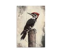 HDSCLMYY Victorian-Era Illustration of A Majestic Woodpecker Tapping Secret Codes Into A Telegraph Pole Trendy Hanging Wall Art Decorative Mural Poster12x18inch(30x45cm)