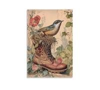 HDSCLMYY Victorian-Era Illustration of A Majestic Wren Building A Nest in A Boot Trendy Hanging Wall Art Decorative Mural Poster12x18inch(30x45cm)