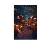 HDSCLMYY Villagers Place Lanterns at Their Doorways, And The Whole Town Becomes A Field of Stars. Trendy Hanging Wall Art Decorative Mural Poster12x18inch(30x45cm)