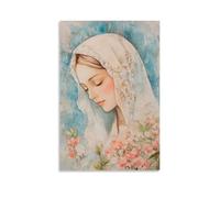 HDSCLMYY Virgin Mary Wall Art- Watercolor Madonna in Scandinavian Pastel Tones Trendy Hanging Wall Art Decorative Mural Poster08x12inch(20x30cm)