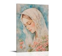 HDSCLMYY Virgin Mary Wall Art- Watercolor Madonna in Scandinavian Pastel Tones Trendy Hanging Wall Art Decorative Mural Poster24x36inch(60x90cm)